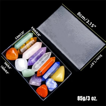 14-Piece Pointed Quartz Chakra Crystal Set