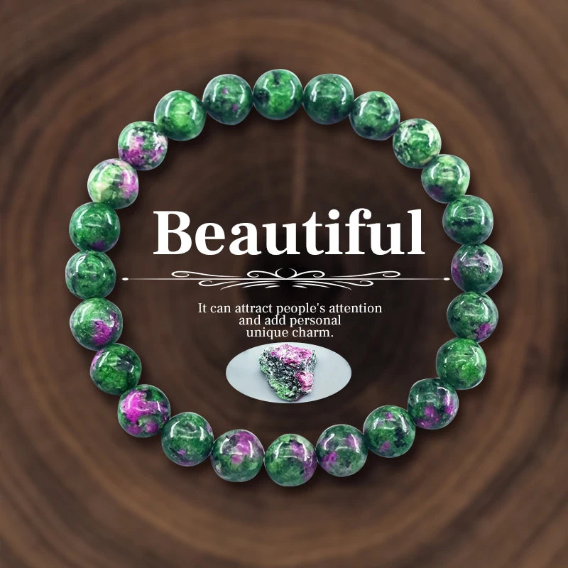 Natural Stone 8mm Beaded Elastic Bracelet
