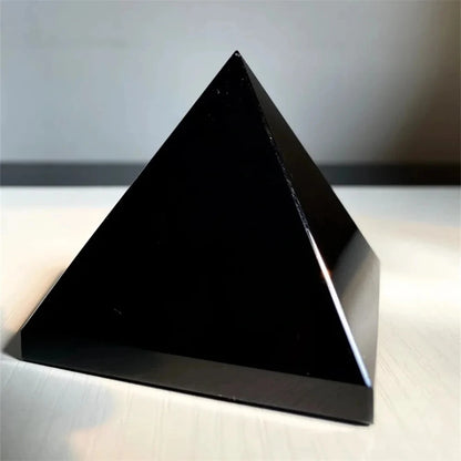 Natural Obsidian Pyramid Reiki Stone
