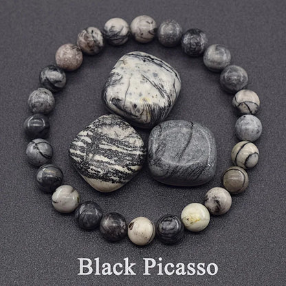 Blue Apatite Natural Stone Bead Bracelet