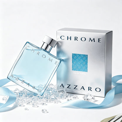 Azzaro Chrome Eau De Toilette - Fresh Aquatic Mens Cologne - Citrus, Woody, Musky Fragrance - Fresh Notes of Bergamot - Everyday Wear - Classic Summer Beach Scent - Luxury Perfumes for Men