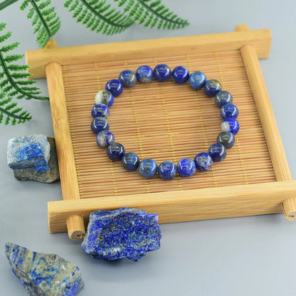 Natural Lapis Lazuli Beaded Elastic Bracelet