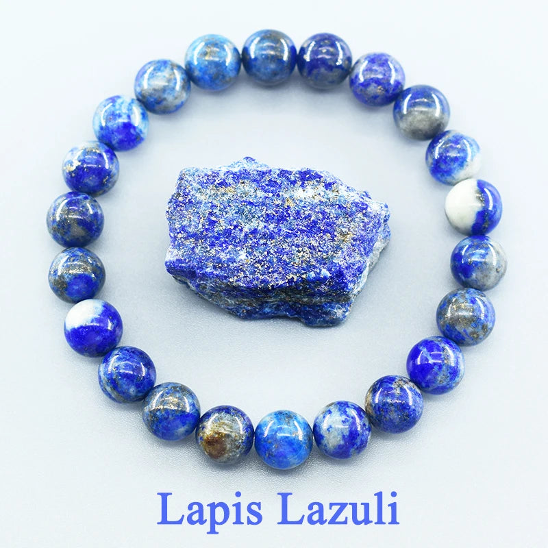 Natural Lapis Lazuli Beaded Elastic Bracelet