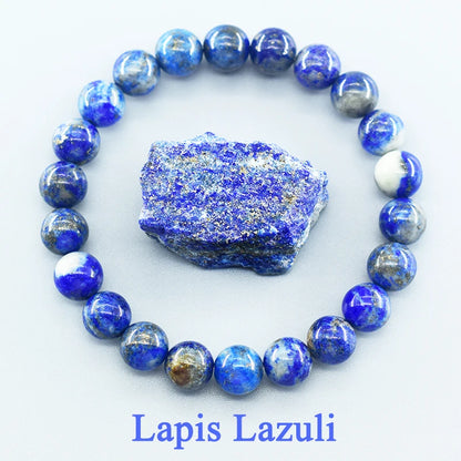 Natural Lapis Lazuli Beaded Elastic Bracelet