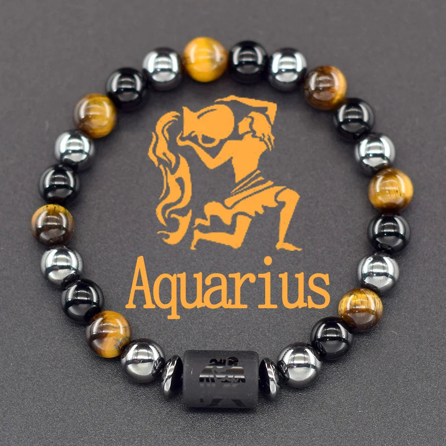 Zodiac Tiger Eye Hematite Bracelet