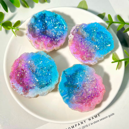 Aura White Agate Crystal Geode