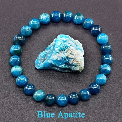 Blue Apatite Natural Stone Bead Bracelet