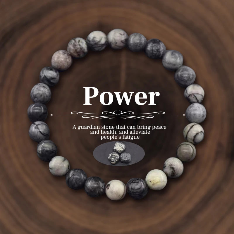 Natural Stone 8mm Beaded Elastic Bracelet