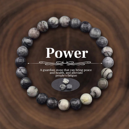 Natural Stone 8mm Beaded Elastic Bracelet