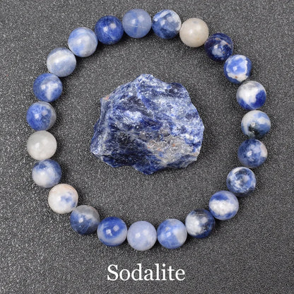 Blue Apatite Natural Stone Bead Bracelet