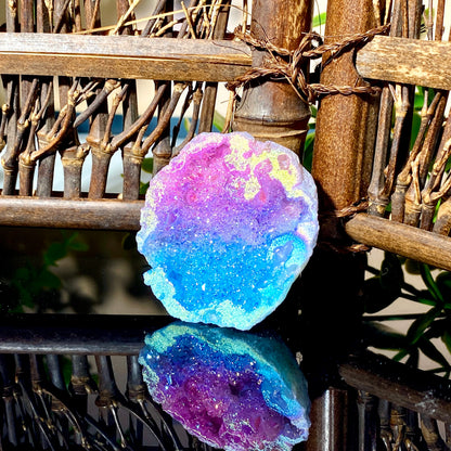 Aura White Agate Crystal Geode